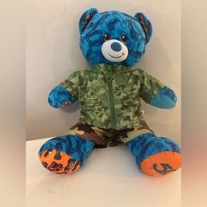 Build-A-Bear 50th Anniversary Hot Wheels Blue Bear w Green Camo outfit included